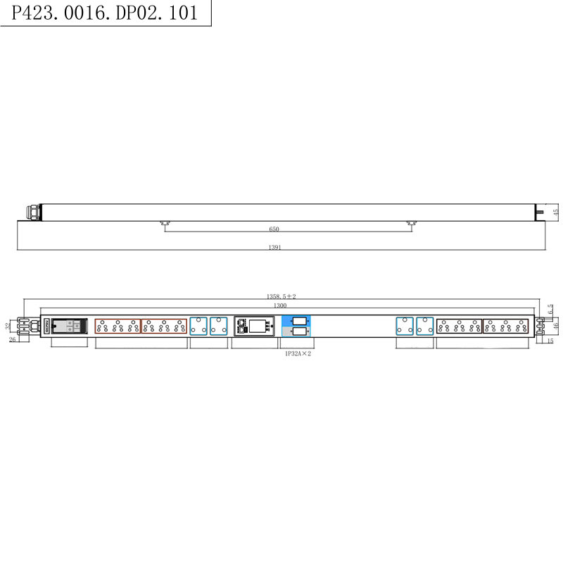 남아프리카 소켓 16개 콘센트 1.5U 액체 자기 회로 차단기 수직 TCP/IP 스마트 랙 PDU