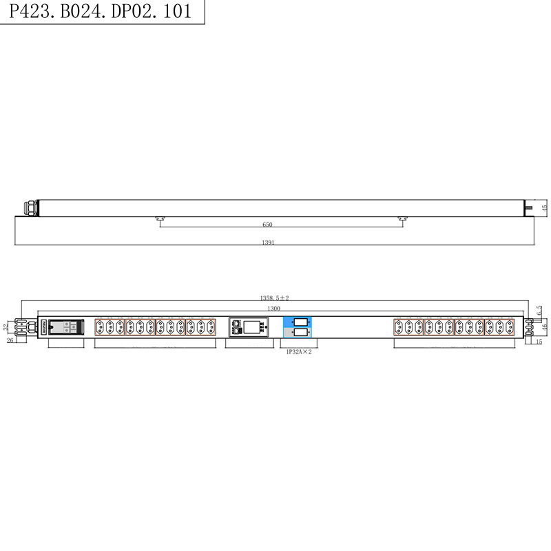 브라질 소켓 24개 콘센트 1.5U 액체 자기 회로 차단기 수직 TCP/IP 스마트 랙 PDU