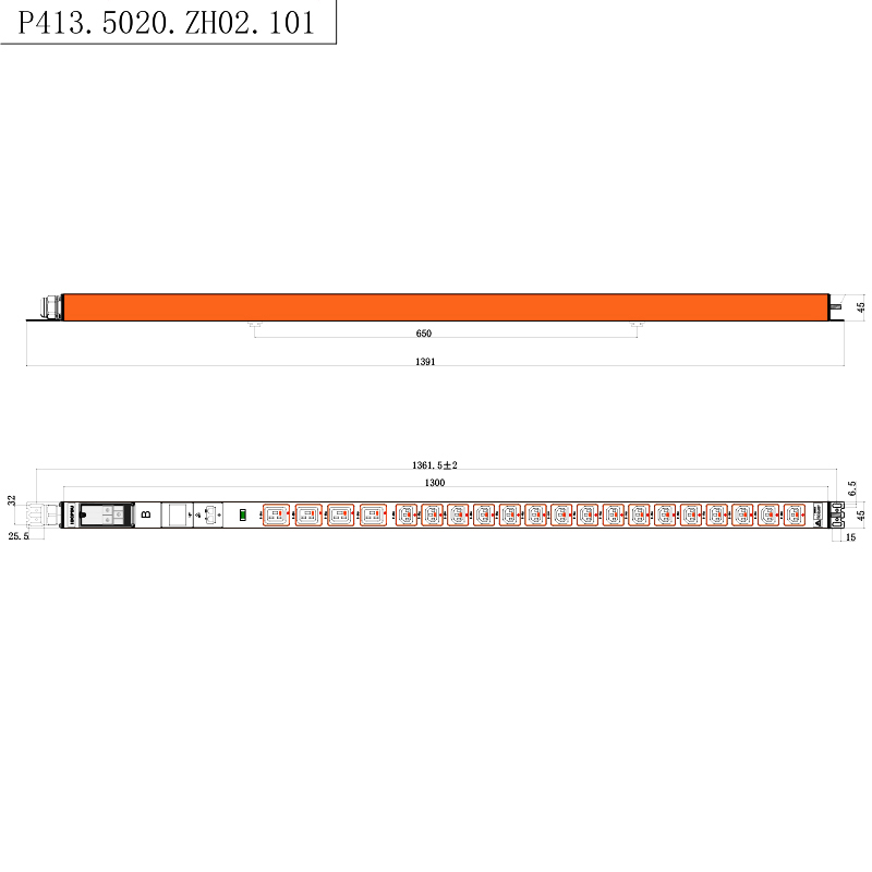 콘센트 20개 IEC C13 IEC C19 잠금 가능 소켓 1U 핫 스왑 가능 표시기 수직 RS485 측정 랙 PDU