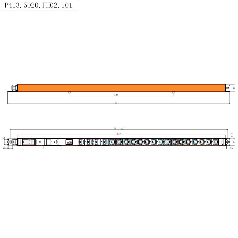 콘센트 20개 IEC C13 IEC C19 잠금 가능 소켓 1.5U 핫 스왑 가능 서지 보호 수직 RS485 측정 랙 배전 장치