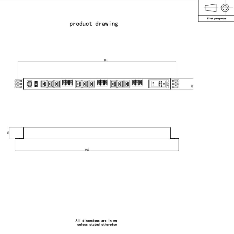 3상 10구 C13 C19 수직 차단기 과부하 보호 스위치 랙 Pdu