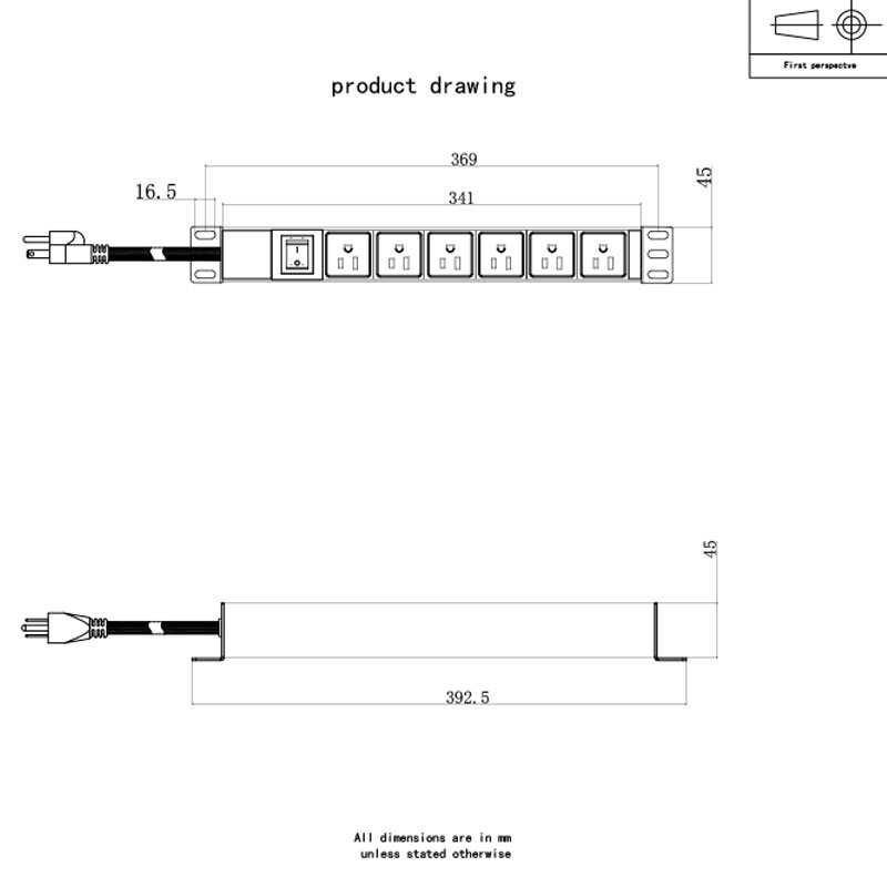 6가지 미국 수평 스위치 랙 Pdu 1U